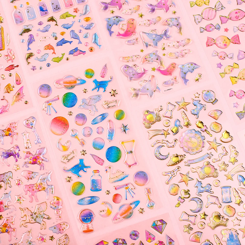 Корейский милый Хрустальный фотопрозрачный кавайный Радужный Единорог Фламинго