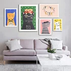 Абстрактная картина кошки Пабло Печать на холсте постеры Picatso танцующие кошки Ван Гога настенные картины для гостиной домашний декор