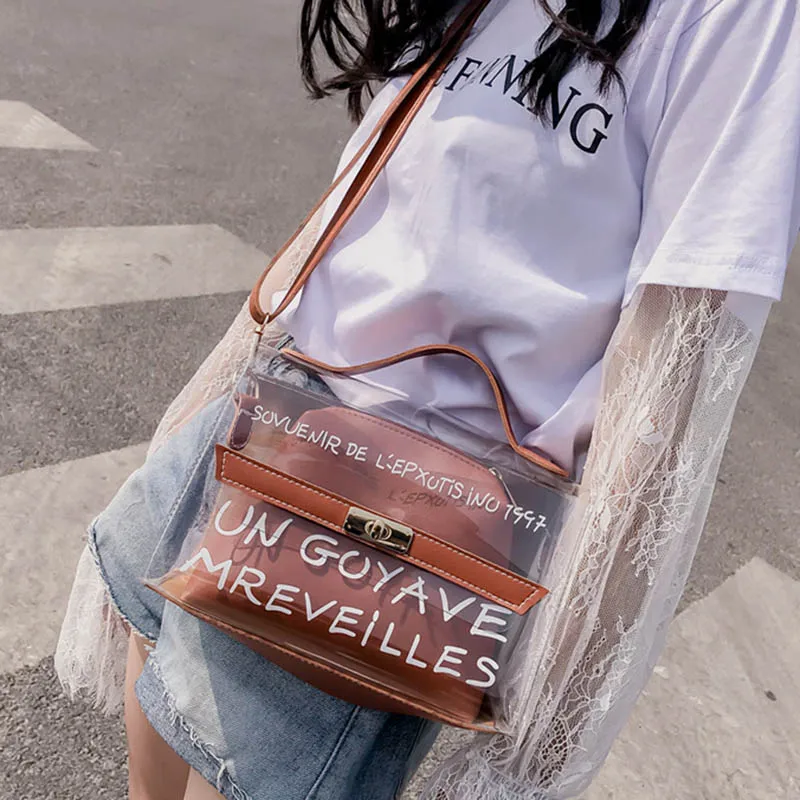 Женские композитные сумки прозрачная сумочка из ПВХ с надписью кошелек