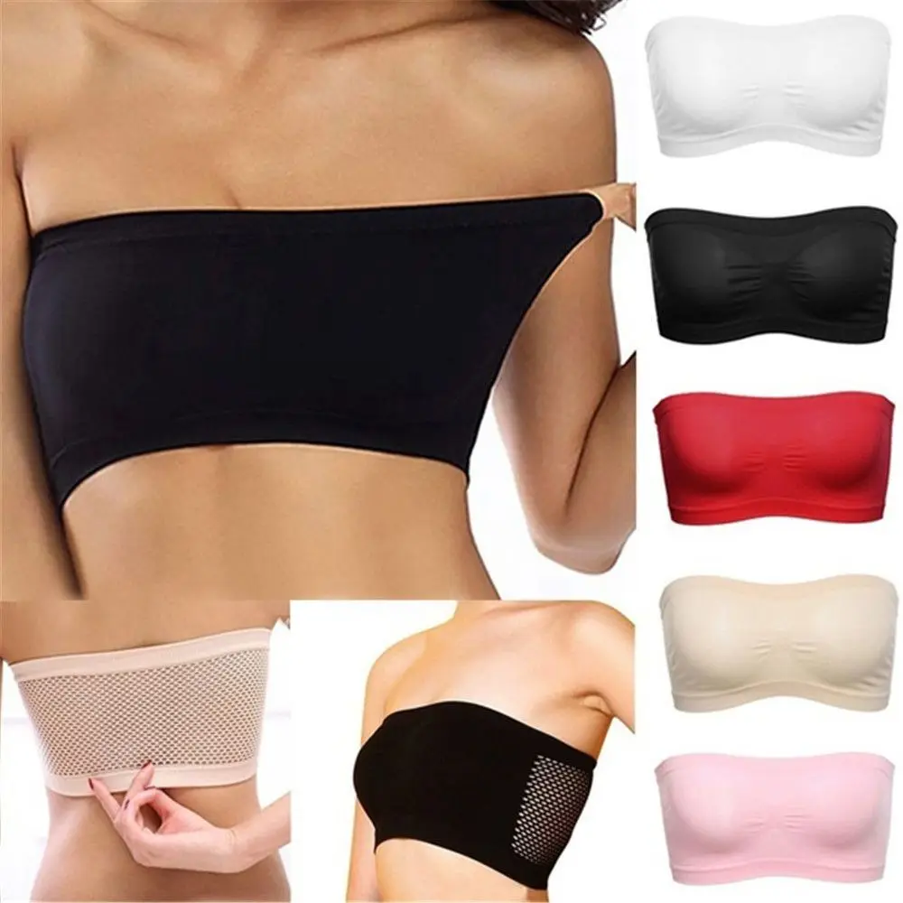 

1PC Fashion Women Seamless Strapless High Elastic Wrapped Invisible Strapless Chest Wraps Tube Tops Sports Bra Solid Color