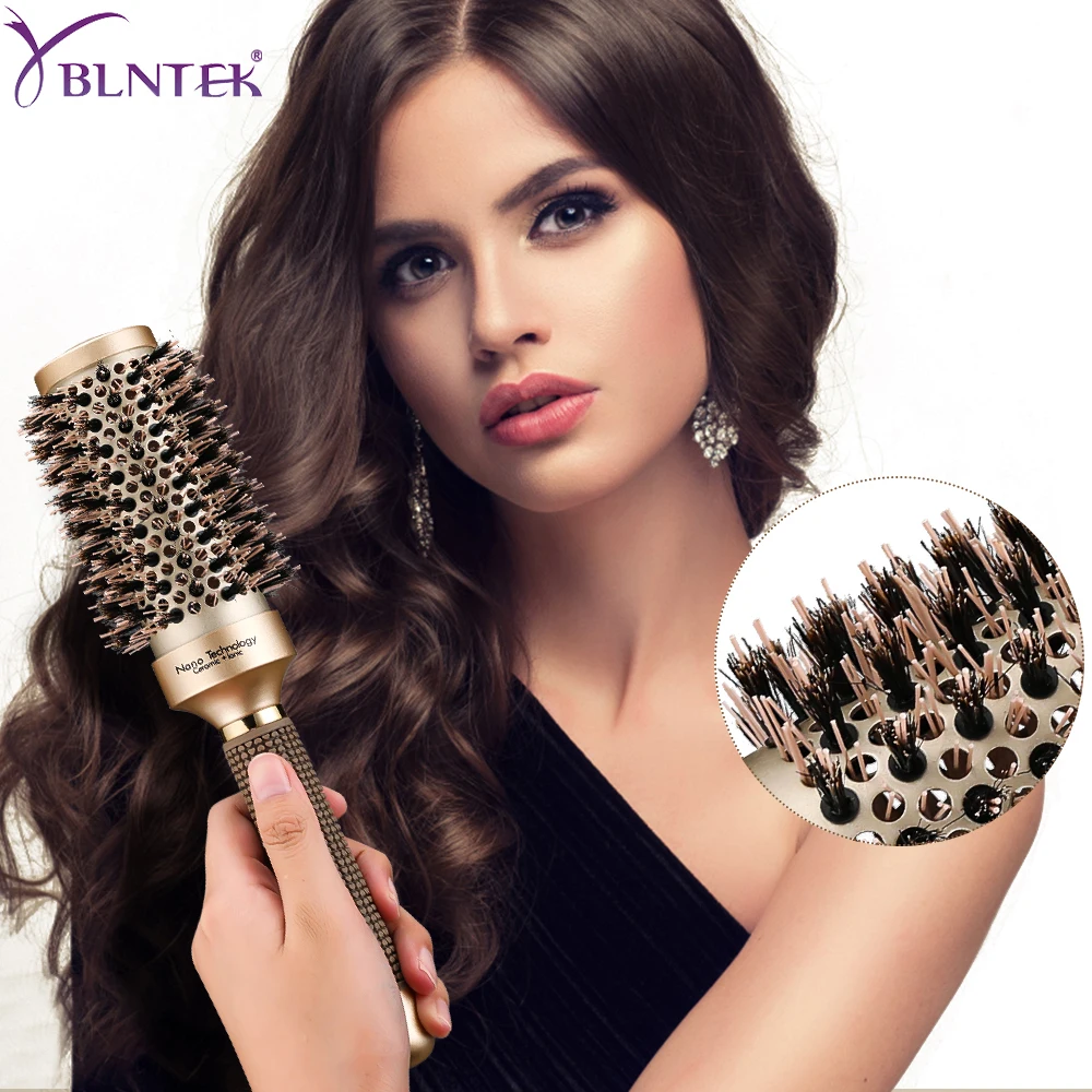 

Керамическая ионная расческа для волос YBLNTEK, круглые вьющиеся щетки для волос для женщин, профессиональный салонный парикмахерский гребень...