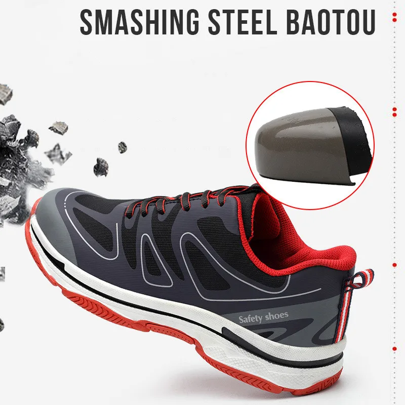 Lightweight Steel Toe Cap Safety Shoes Men Women Puncture Proof Construction Work sneakers New anti-skid Breathable boots | Спорт и