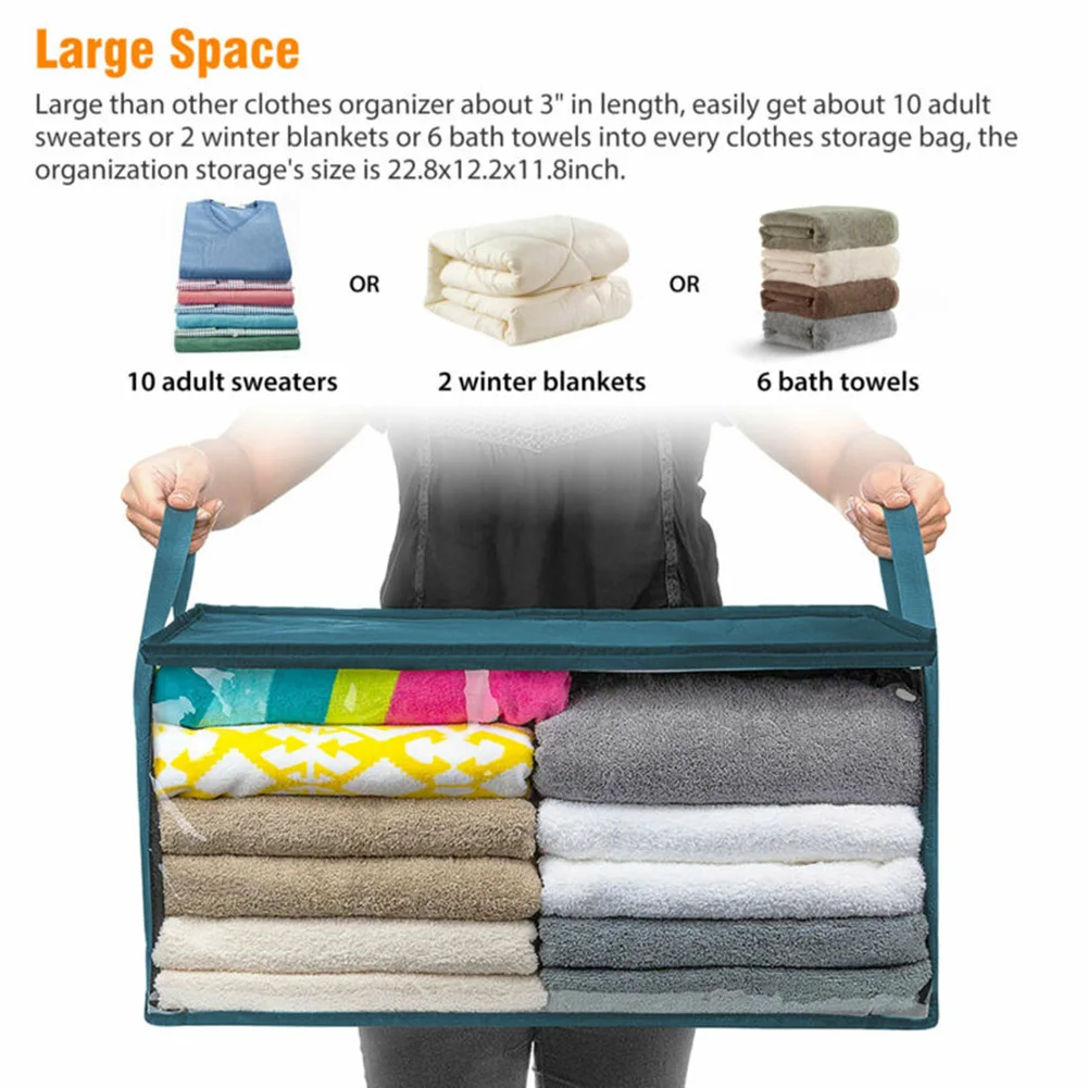 2PCS Non-woven Fabrics Foldable Storage Bag Clothes Blankets Quilt Closet Sweater Container Box Holder Bags | Дом и сад