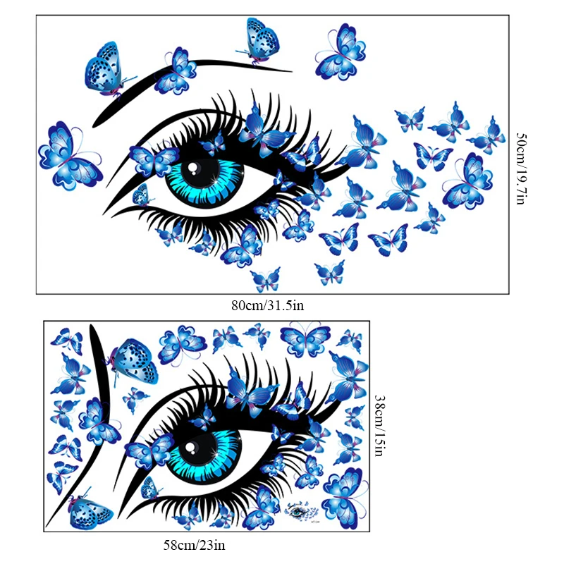 

1Set Home Decoration Wall Stickers 3D Butterfly Women Eyes Design Home Decorations Professional Decal for Living Room Kids Room