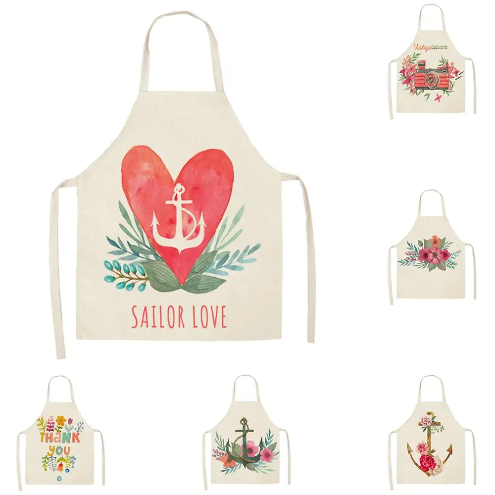 Фартук с принтом цветов и маяков для мужчин женщин нагрудники домашней кухни