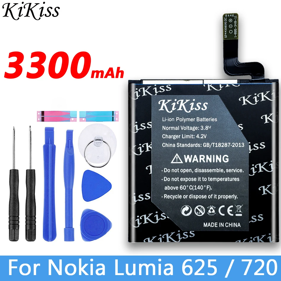 

KiKiss BP-4GWA мобильный телефон аккумулятор 3300 мА/ч, чехол с подставкой и отделениями для карт для Nokia Lumia 625 Max Lumia625H Lumia 720 720t RM-885 Zeal аккумуляторные ...