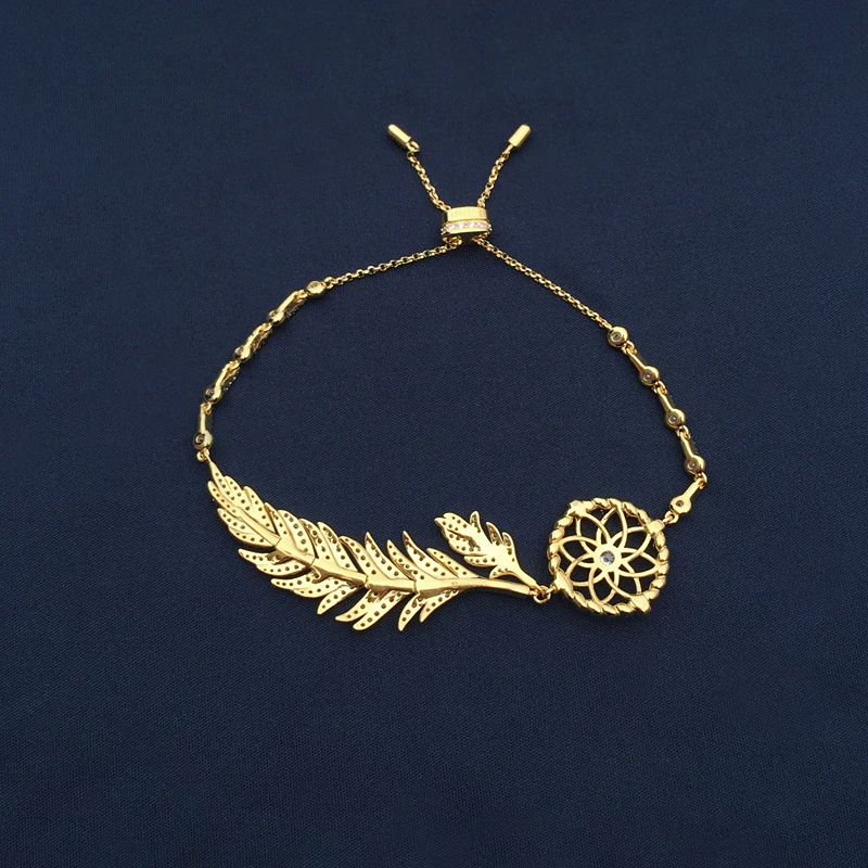 

Morocc Silve s925 sterling silver new gold yellow dream catcher bracelet female black dream catcher French fashion style