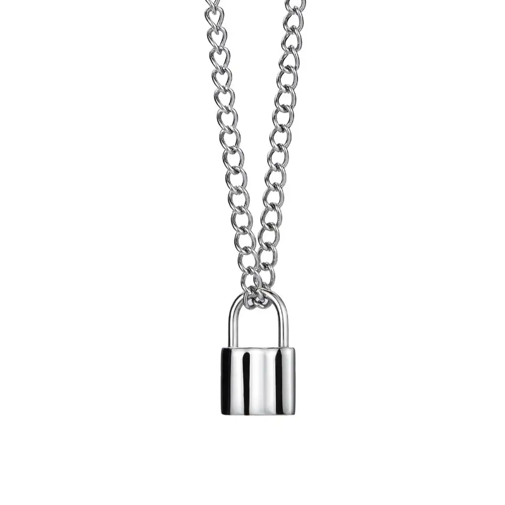 Новая мода высокое качество титана стали хип хоп небольшой замок ожерелье кулон