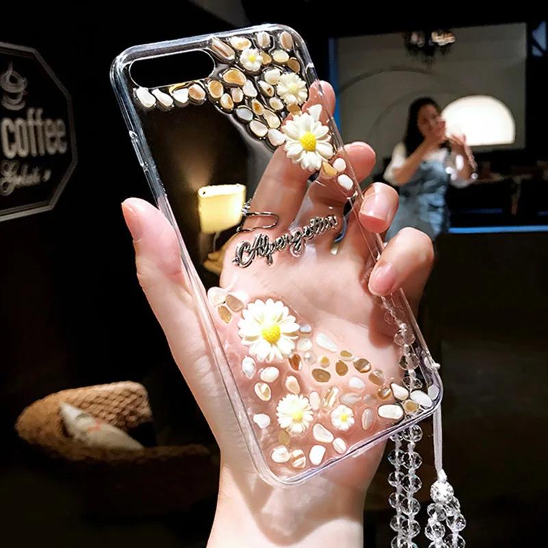 Tfshining/милые чехлы для телефонов с объемными ромашками и цветами iphone 11 11Pro Max XS 6 6S 7 8