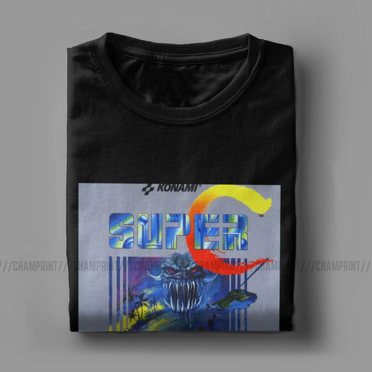 Забавные футболки Super C Contra Мужская хлопковая футболка с круглым вырезом ретро