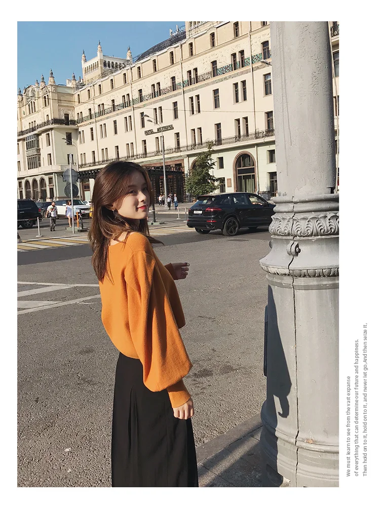 2019 MISHOW осенний винтажный вязаный свитер для женщин Модный повседневный короткий