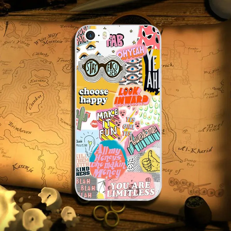 Image 9 Мягкий силиконовый чехол из ТПУ для мобильного телефона iPhone X XR XS Max 10 7 6 6s 8 Plus 4 4s 5 5S SE 5C Coque Bags Vsco Logo Collage - Цвет: Image 9