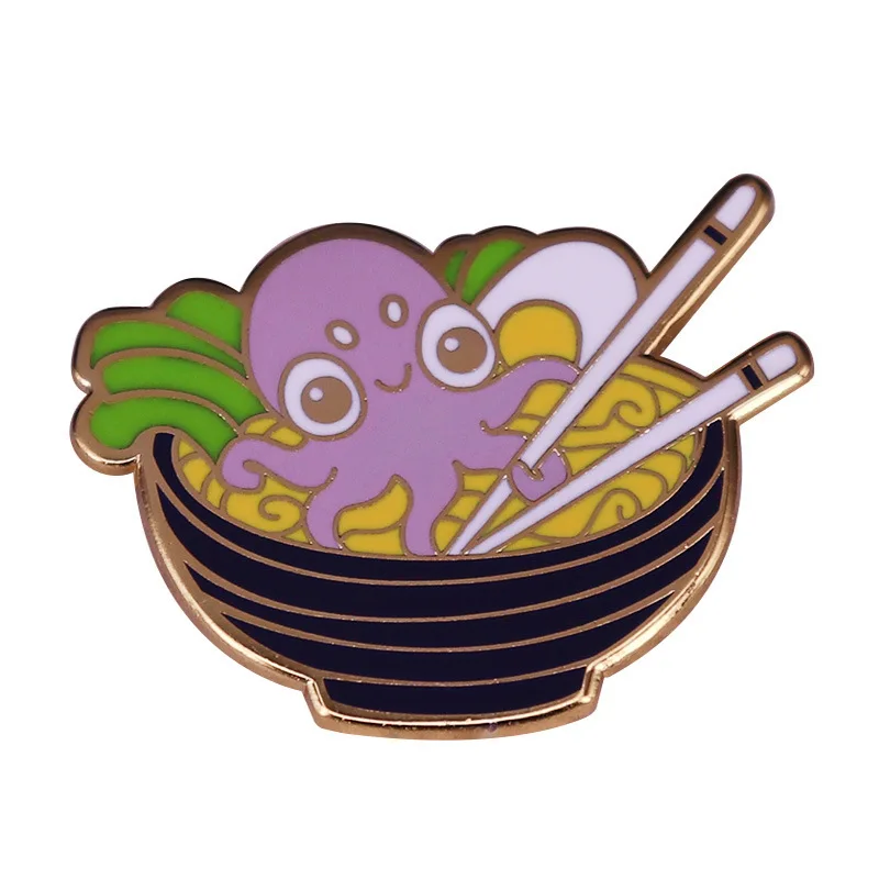 

Delicious Japanese Ramen Hard Enamel Pins Cute Octopus Food Brooches Fashion Lapel Badge Backpack Accessories Jewelry Gifts 2021