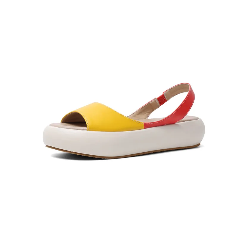 

Summer 2019 Female Platform Sandals Peep Toe Casual Back Strap Yellow Pink Green Flat Platforms Womens Shoes Plus Size