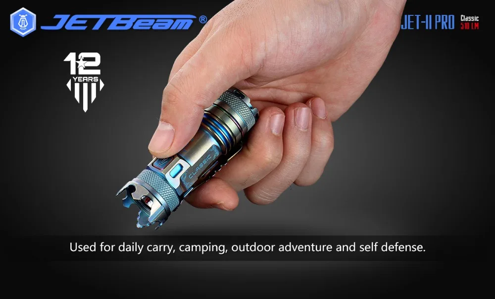 JETBeam II PRO titanium Meta Мини светодиодный фонарик 510 лм Cree XP-L HI тактические фонари для выживания