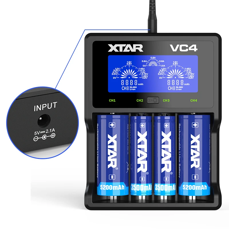 XTAR ЖК-дисплей USB Зарядное устройство VC4 10440 16340 14500 14650 17670 18350 18490 18500 18700 26650 22650 20700 21700 18650 Батарея Зарядное устройство