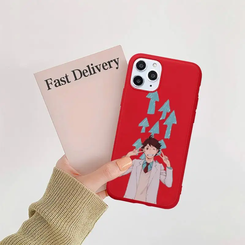 

Oikawa Tooru Haikyuu Phone Case Candy Color Red for iPhone 11 12 pro XS MAX 8 7 6 6S Plus X 5S SE 2020 XR