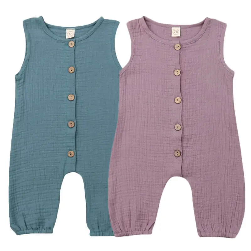

Hot Newborn Toddler Kids Baby Girls Boys Solid Button Romper Jumpsuit Outfits Summer Casual Fashion Clothes 0-24M
