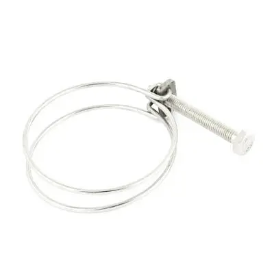 

66mm-76mm Adjustable Silver Tone Metal Double Wire Hose Clamp Clip