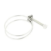 66mm 76mm adjustable silver tone metal double wire hose clamp clip