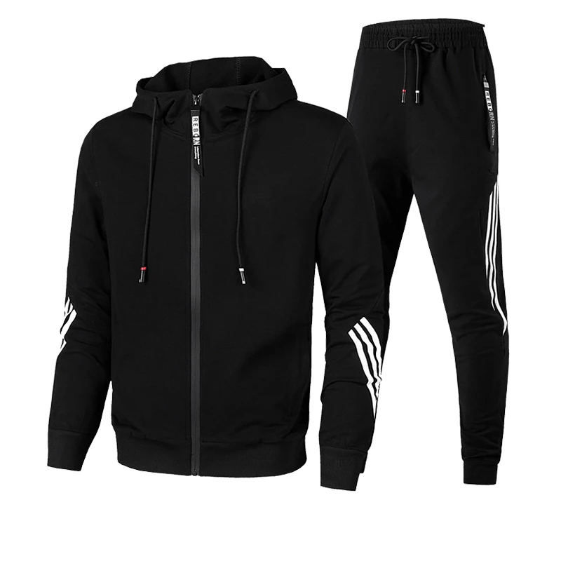 

2021 Sportswear Men's Casual Suit Autumn Men's Hooded Sweater + Jogging Pants 2-Piece Zipper Jacket Sweater Pullover