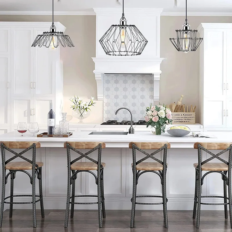 

Retro Iron Ceiling Lamp Minimalist Creative Pendant Light Suitable for Dining Room Living Room Bedroom Kitchen Loft E27 Bulb