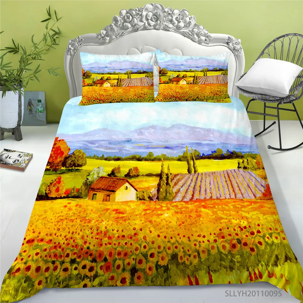 

3D Bedding Set Oil Painting Print King Size Duvet Cover Set Luxury Fashionable Highend Bedclothes Dropship