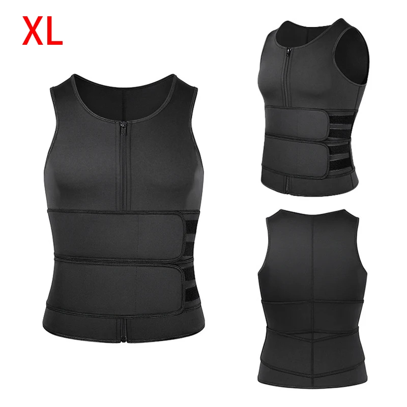 

Men Body Shaper Sauna Vest Waist Trainer Double Belt Sweat Shirt Corset Top Abdomen Slimming Shapewear Fat Burn Fitness Top