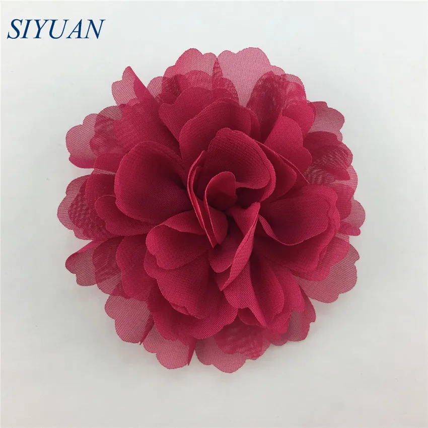 rose 10 шт./лот 10 см волнистые одежда из шифона с цветами; с заколка для волос для девочек большой повязка с цветами аксессуары 30 Цвета TH245 - Цвет: rose