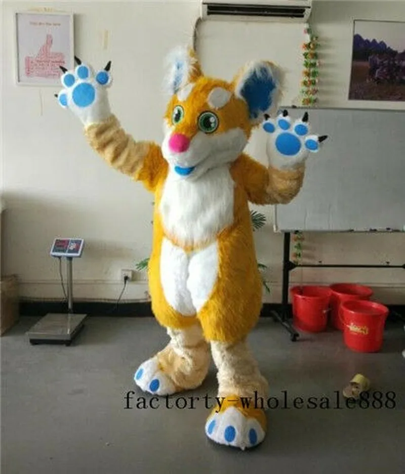 Костюм талисман с длинным мехом собаки и волка костюм для вечевечерние лисьей