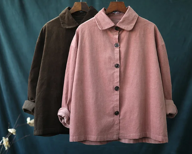 Женские куртки осеннее Ретро свободное кордовое пальто 2019 новые женские топы