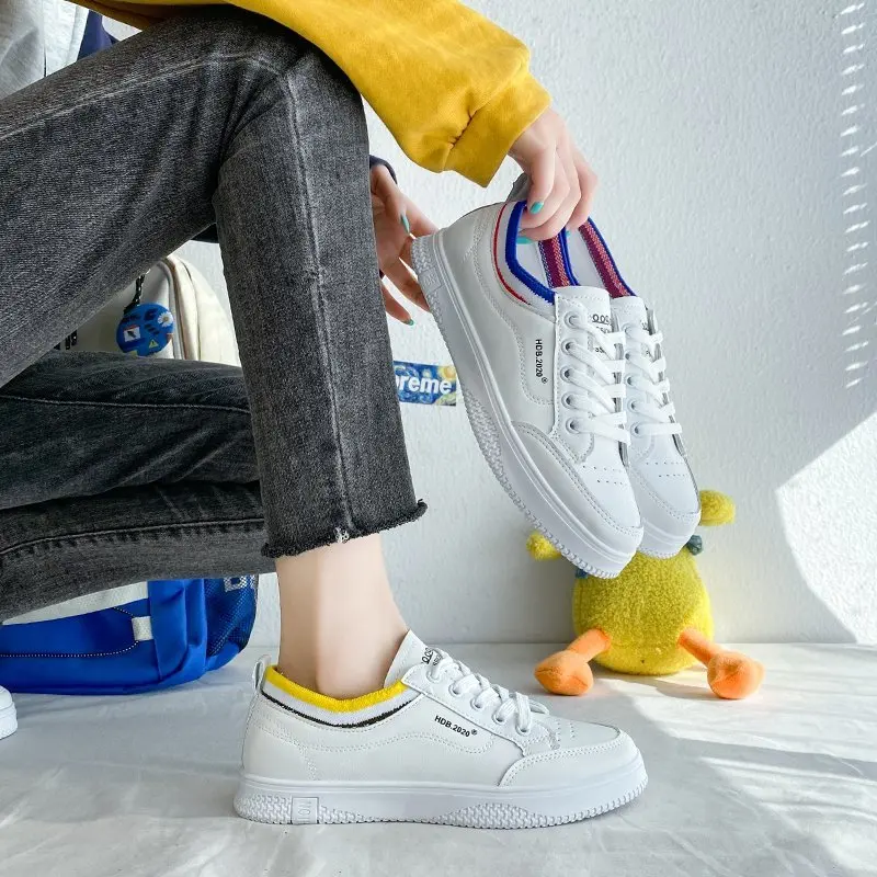 

2021 Spring New Ladies Small White Shoes Casual Flat Shoes Board Shoes Lace-up Women's Shoes Single Shoes Outdoor Shoes
