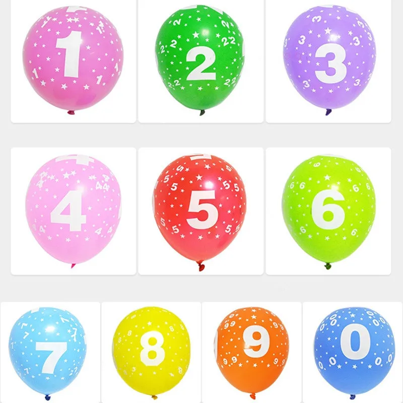 10PCS12 дюймов цифровой латексный шар разноцветные Блестки Детские вечерние