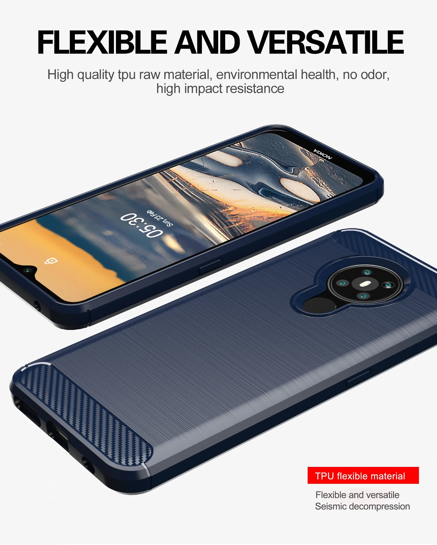 Whyes Silicone Case For Nokia 5.3 ShockProof Fitted Carbon Fiber TPU Phone Durable Cover 2.3 6.2 7.2 phone shell | Мобильные