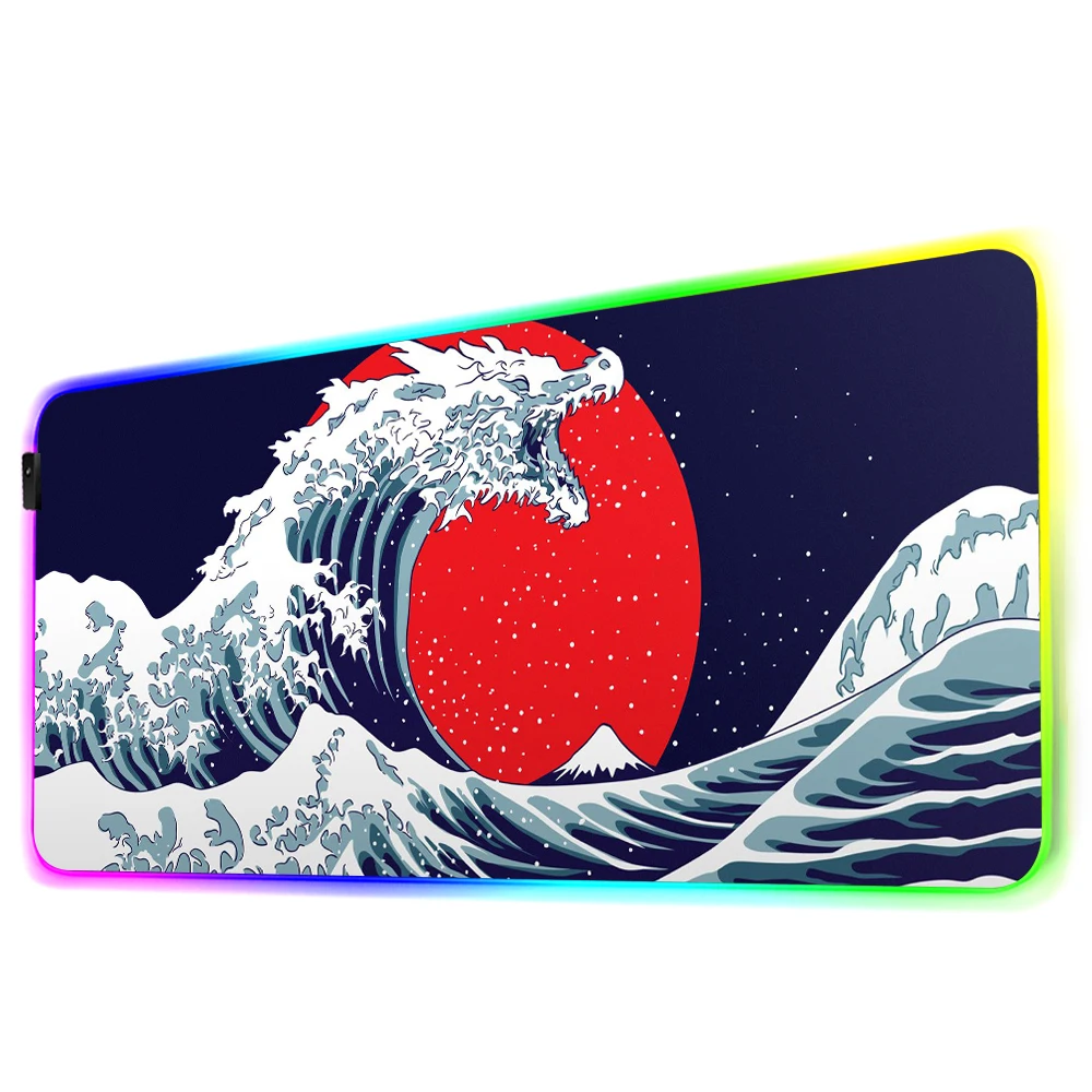 

Art table black large RBG mouse pad anime computer table game accessories Kat Great Wave table pad mouse pad game player carpet