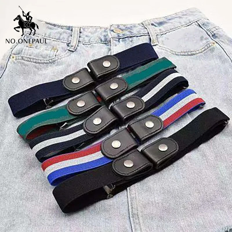 2022 hot men's and women's invisible belt without buckle seamless lazy belt wild elastic elastic jeans belt decoration ins wind