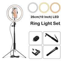 10 inch photography led light tripod ring lamp set video live 3300 5500k photo studio 60 inch selfie stick make up light
