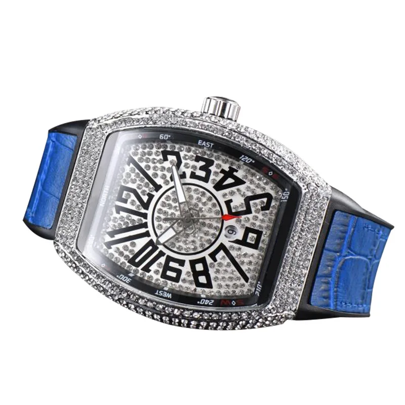 

Wine Barrel Full Diamond Fashion Quartz Watch Butterfly Double Button Men's Quartz Watch Business Fashion Watch