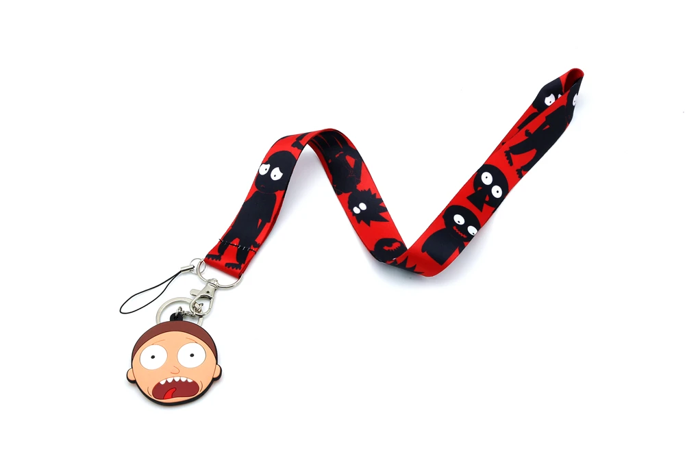 Lanyard keychain C Мультяшный Рик и Морти ремешок на шею ремешок для мобильного телефона держатель ID значок веревка милый брелок - Цвет: Lanyard keychain C