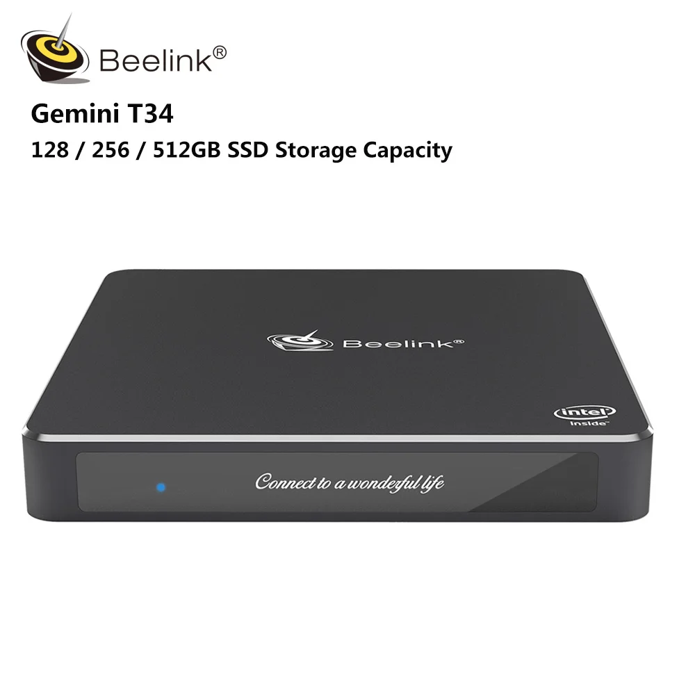 Beelink Gemini T34 в Apollo Lake J3455 Wins 10 мини ПК 8 ГБ 128 HD graphics 500 2 4 ГГц 5 ггц WiFi 1000 Мбит/с BT4.0 ТВ
