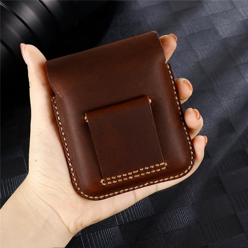 genuine leather phone bag cover for samsung galaxy z flip 5g belt clip hoster case for galaxy z flip waist bag coque free global shipping