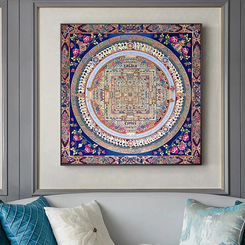 Современные картины Thangka Мандала с Буддой абстрактные постеры и принты настенные