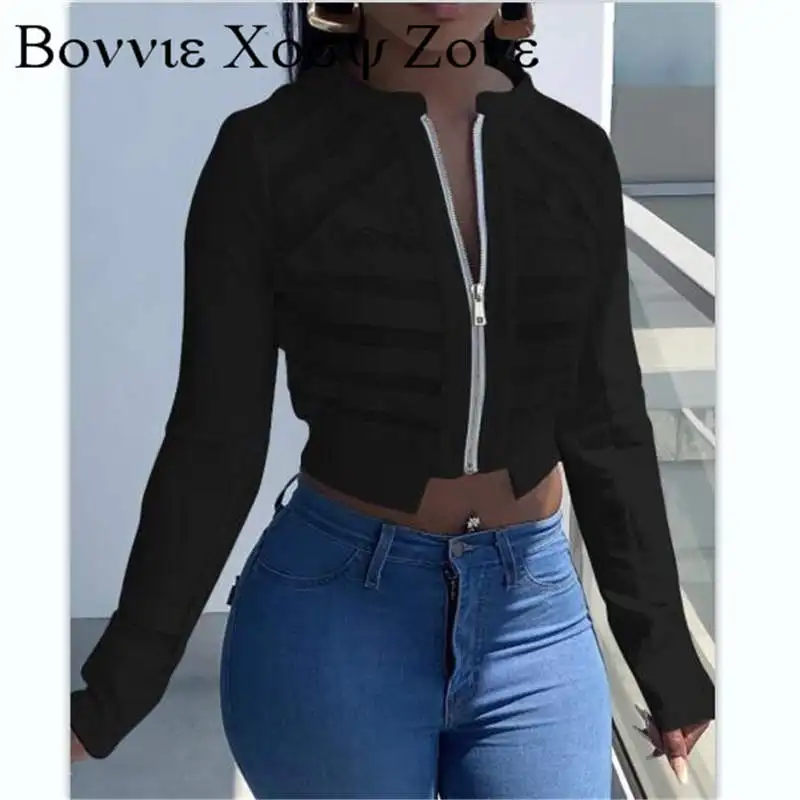 

Осенняя новая стильная Прозрачная сетка с круглым вырезом и молнией спереди с длинным рукавом белые кроп-топы повседневное женское Асимметричное пальто модная куртка облегающая