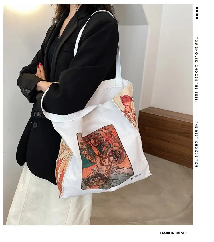 

Character Canvas Print Canvas Bag , Large Capacity Shopper , Summer Shoulder