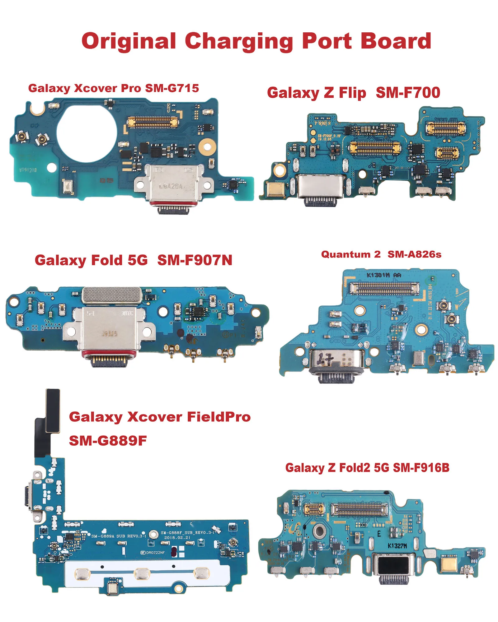 Original Charging Port Dock Board for Galaxy Z Flip/Fold 5G/Quantum 2/Xcover Pro G715/Z Fold2 5G SM-F700/F907N/a826s/G889F/f916