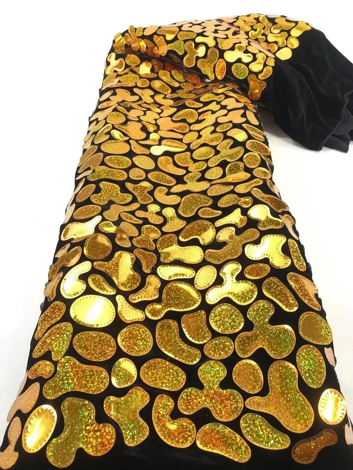 

(5yards/pc) Fashion PU leather sequins embroidered African velvet lace fabric 2020 newest for attractive party dress FCC117