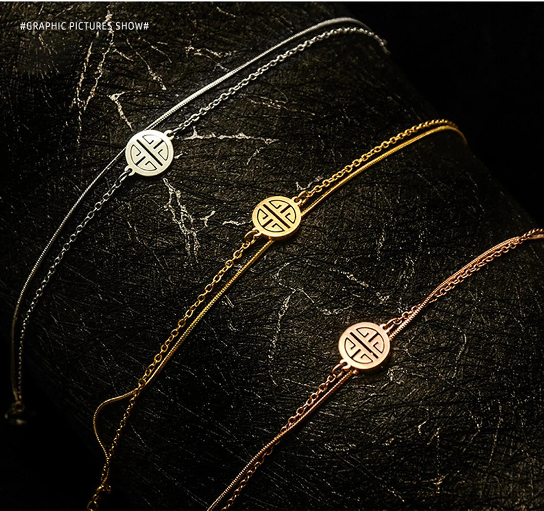 

Ladies Double Snake Chain Bracelet Charm Bangle Anklet Bracelets for Friendship Family Women Jewelry Gift