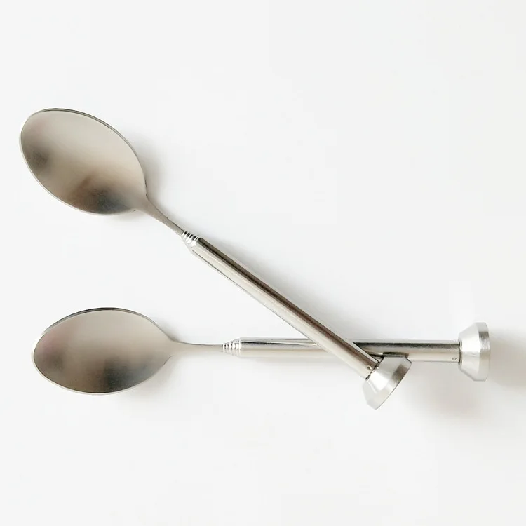 Крутая Регулируемая карманная длинная металлическая ложка телескопическая