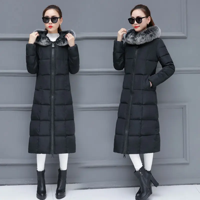 Down Jacket New Winter Coat Women's Trousers Over-the-knee Thickening Slim Over-the-knee Cotton Jacket Women