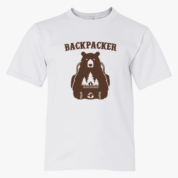 

Backpacker Bear Vintage Hiking T Shirt Camping T Shirt Youth T-shirt
